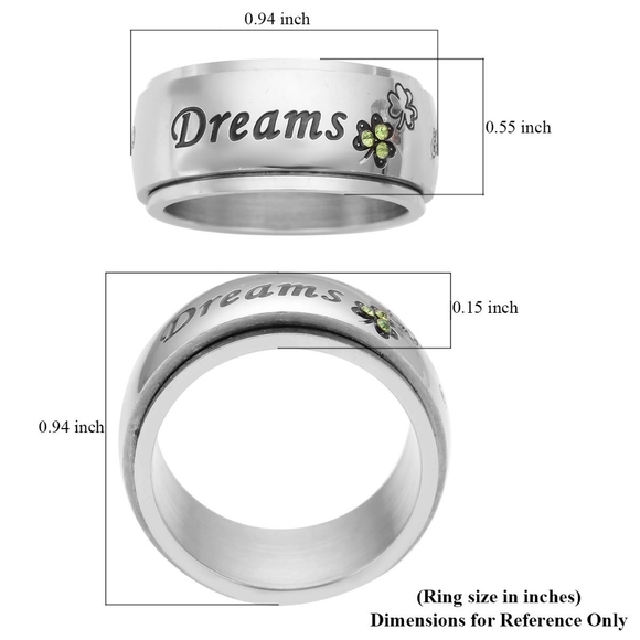 Lucky Dreams Ring, Spinner Fidget Stress Buster. Stainless Steel. Sz 7 - Picture 3 of 4